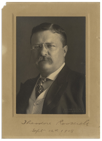 Theodore Roosevelt Photo Mat Signed as President